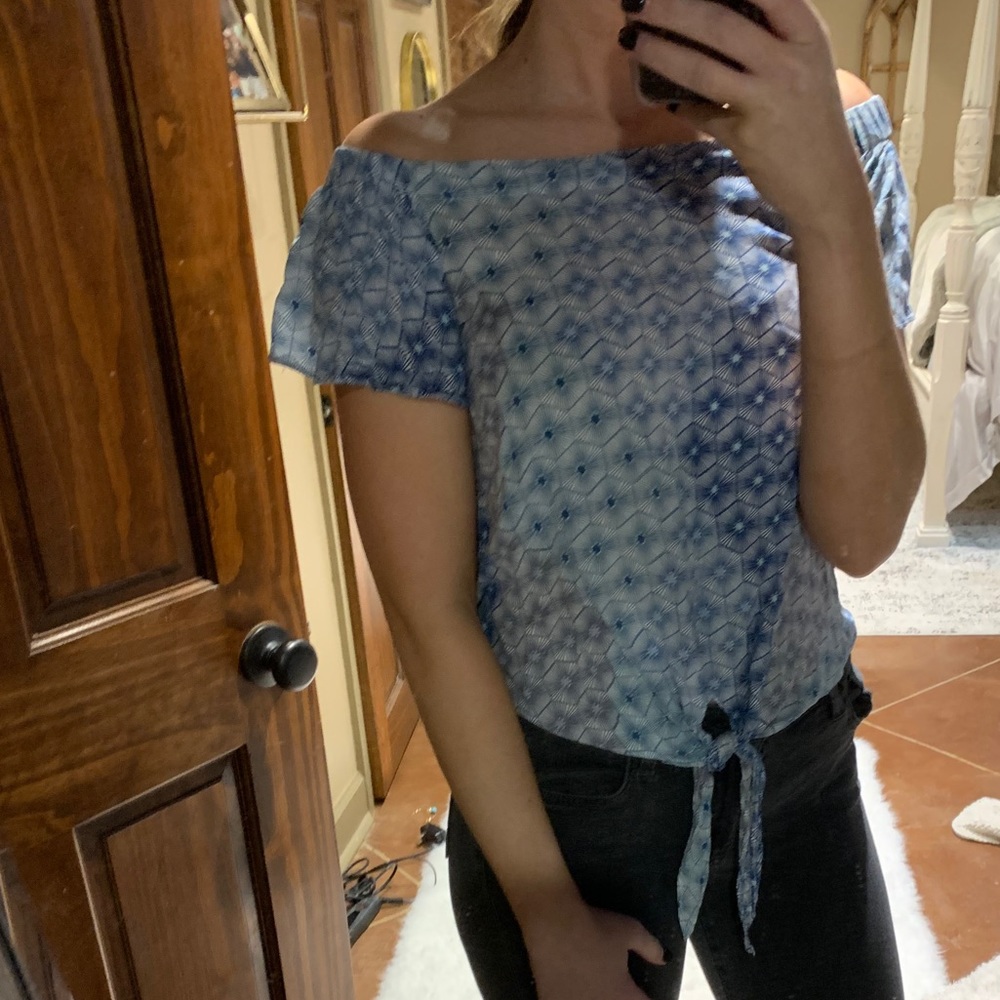 Blue off the shoulder top